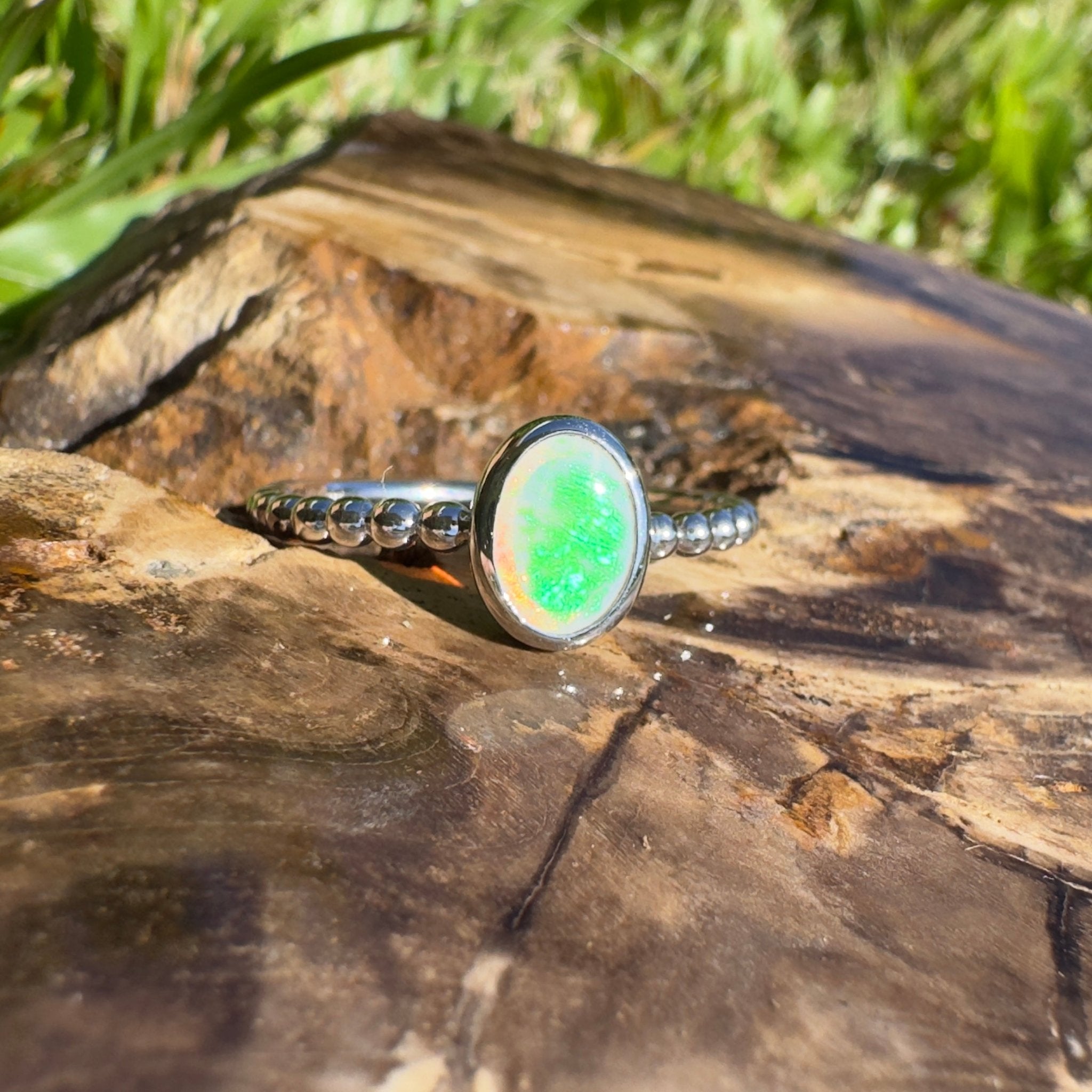 Greenacres ~ 0.7ct Solid Coober Pedy Opal 925 Silver Ring