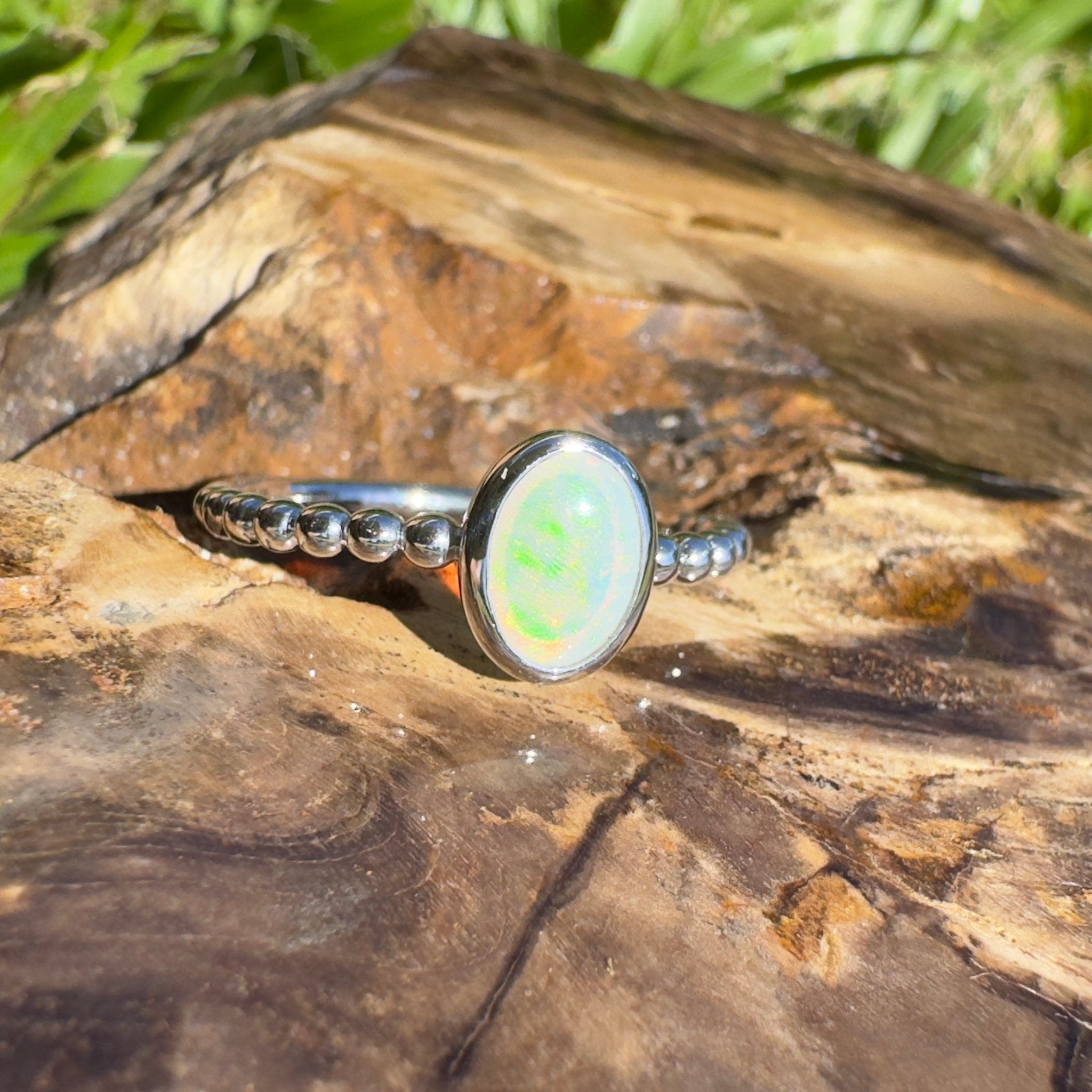 Greenacres ~ 0.7ct Solid Coober Pedy Opal 925 Silver Ring