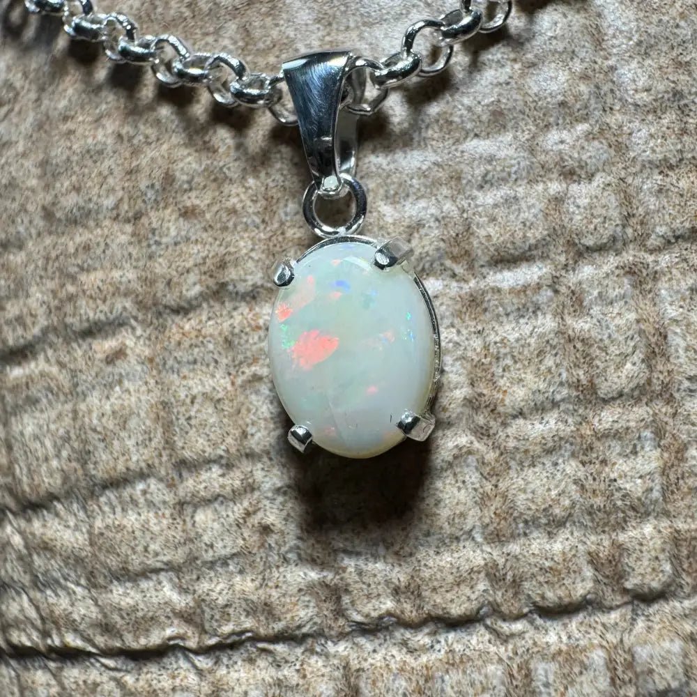 'Grevillea Glow' ~ Handcrafted 0.9ct Solid Coober Pedy Opal 925 Sterling Silver Pendant Necklace