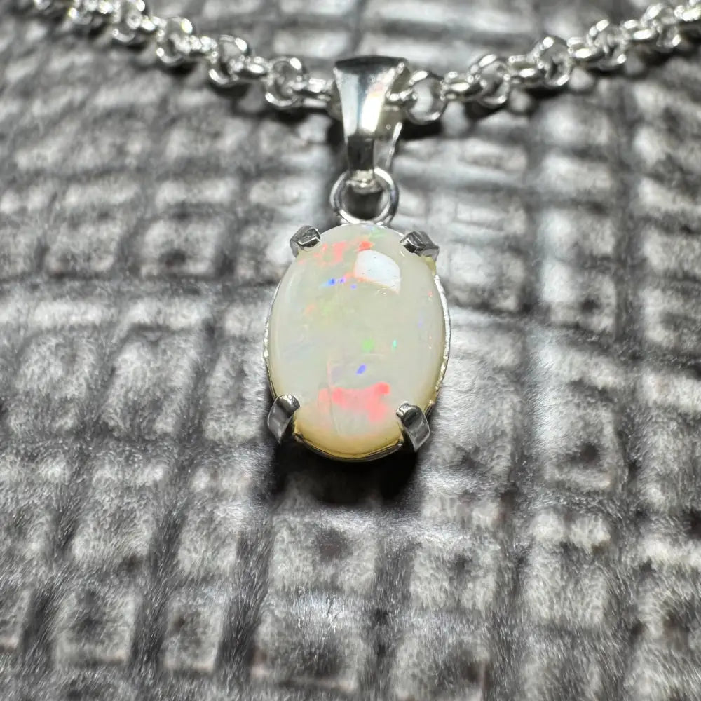 'Grevillea Glow' ~ Handcrafted 0.9ct Solid Coober Pedy Opal 925 Sterling Silver Pendant Necklace