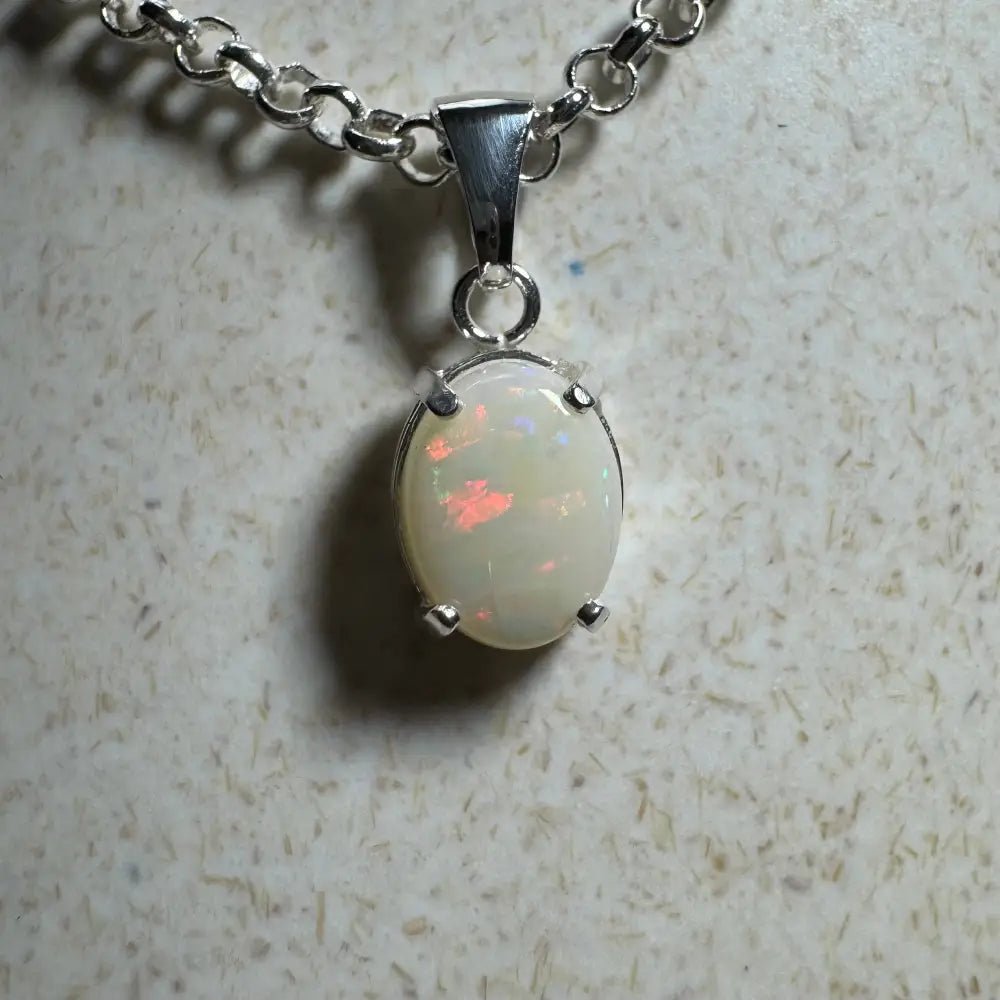 'Grevillea Glow' ~ Handcrafted 0.9ct Solid Coober Pedy Opal 925 Sterling Silver Pendant Necklace