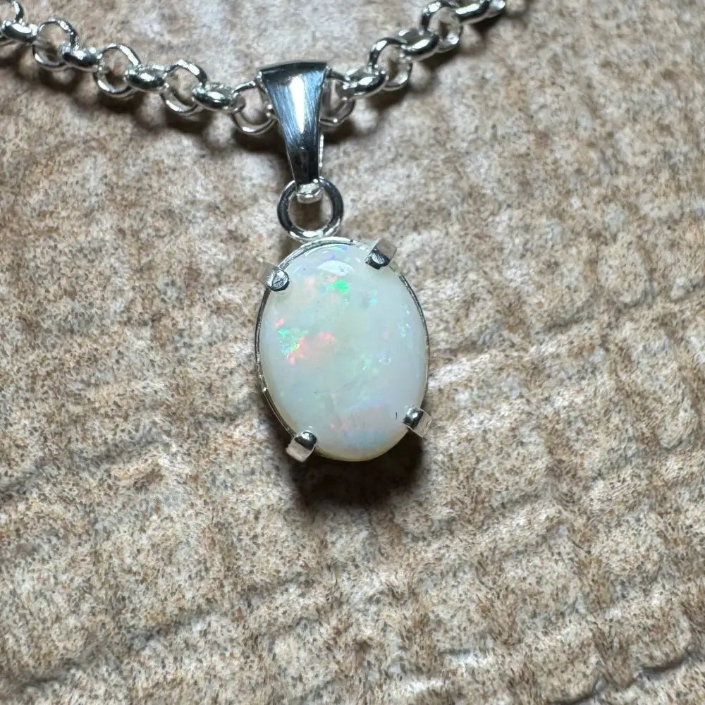 'Grevillea Glow' ~ Handcrafted 0.9ct Solid Coober Pedy Opal 925 Sterling Silver Pendant Necklace