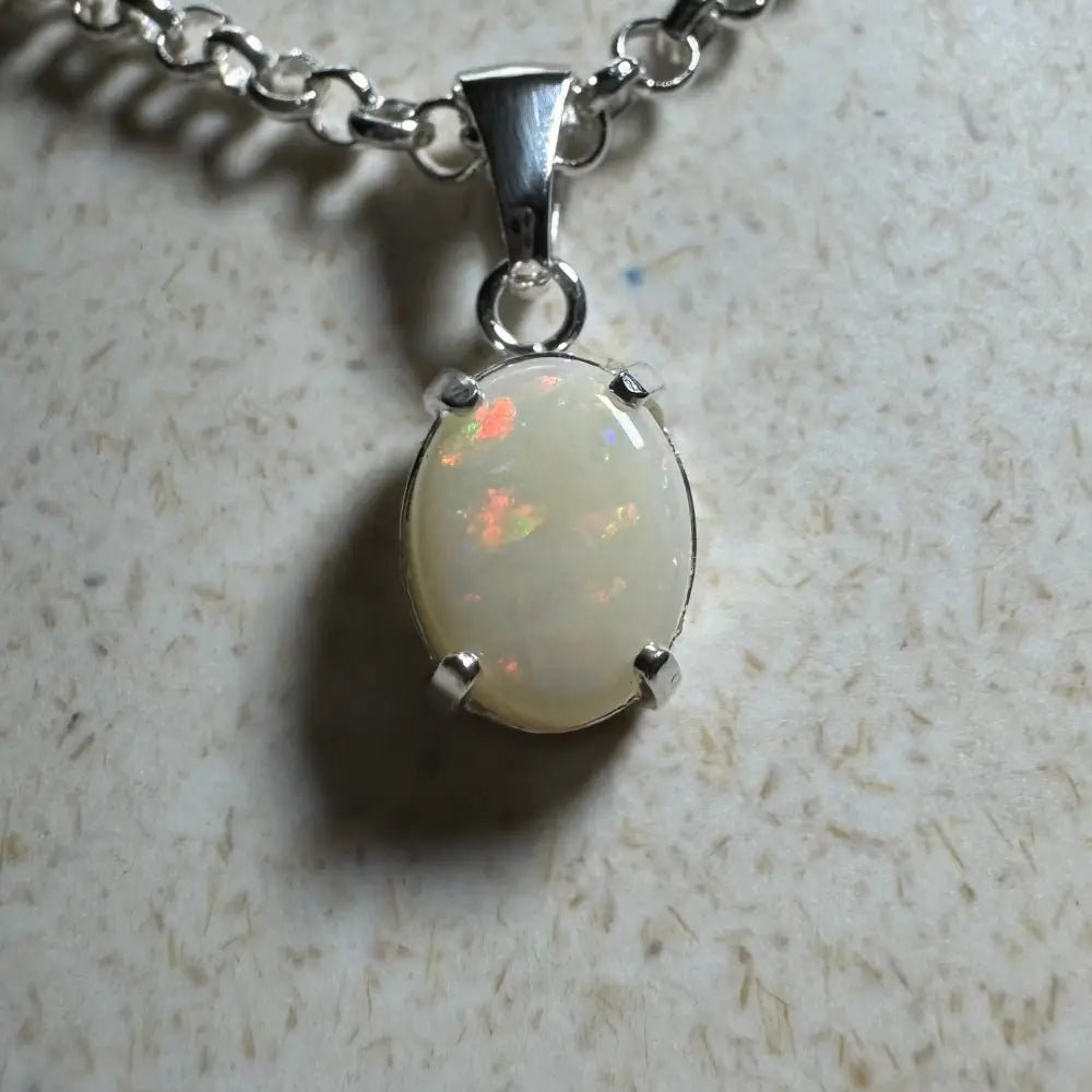 'Grevillea Glow' ~ Handcrafted 0.9ct Solid Coober Pedy Opal 925 Sterling Silver Pendant Necklace