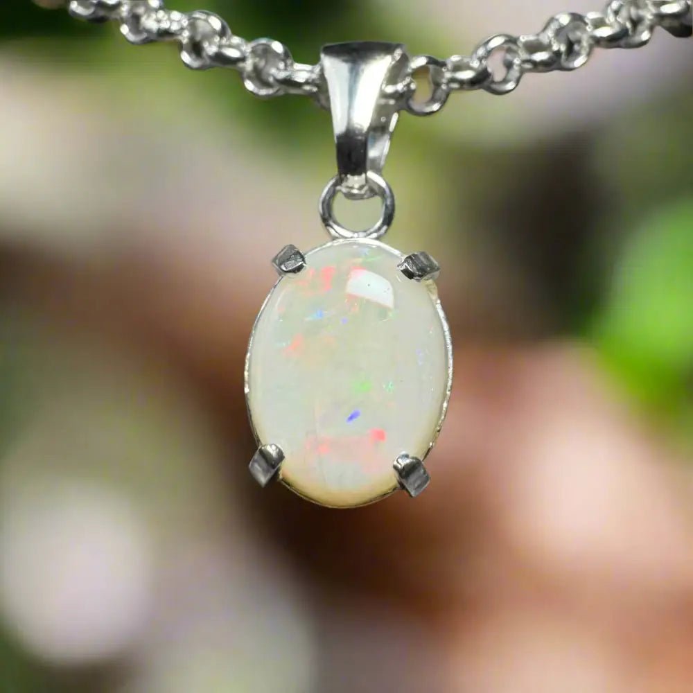 'Grevillea Glow' ~ Handcrafted 0.9ct Solid Coober Pedy Opal 925 Sterling Silver Pendant Necklace