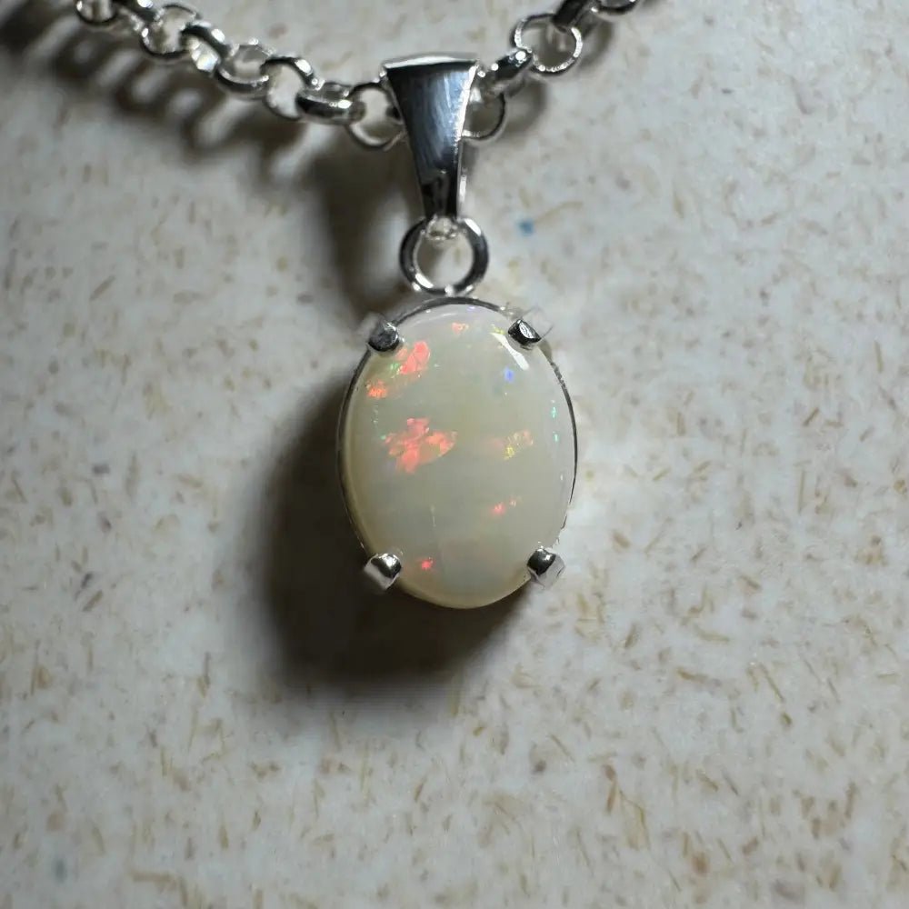 'Grevillea Glow' ~ Handcrafted 0.9ct Solid Coober Pedy Opal 925 Sterling Silver Pendant Necklace