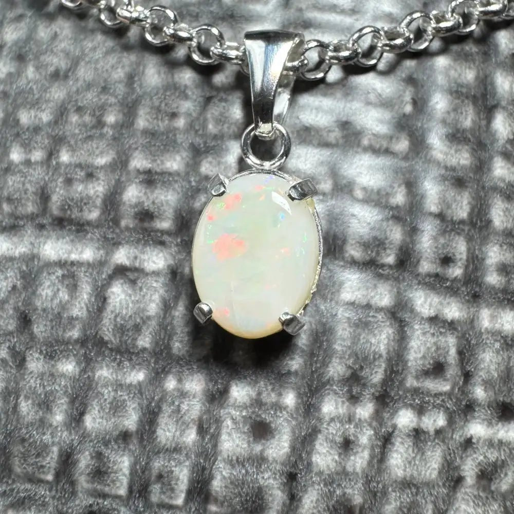 'Grevillea Glow' ~ Handcrafted 0.9ct Solid Coober Pedy Opal 925 Sterling Silver Pendant Necklace