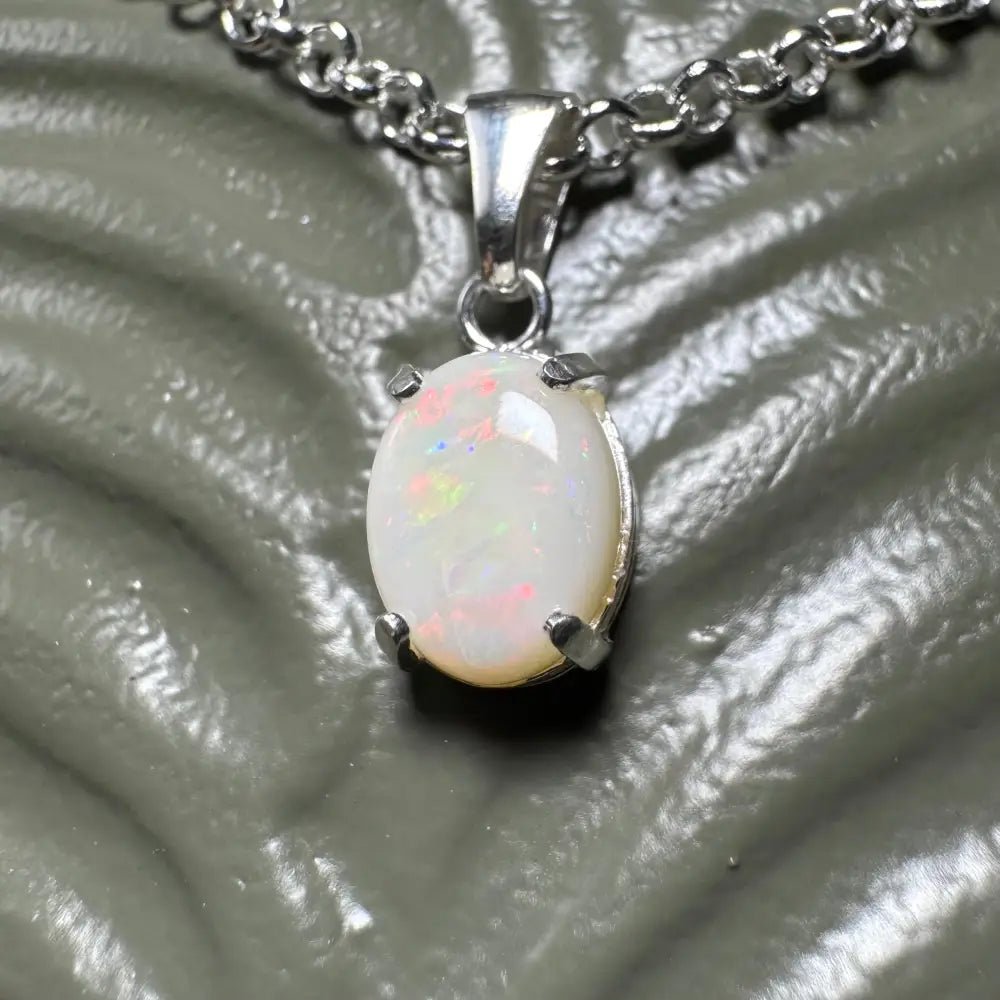 'Grevillea Glow' ~ Handcrafted 0.9ct Solid Coober Pedy Opal 925 Sterling Silver Pendant Necklace