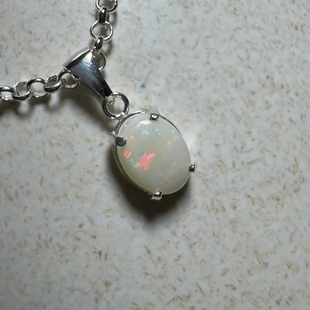 'Grevillea Glow' ~ Handcrafted 0.9ct Solid Coober Pedy Opal 925 Sterling Silver Pendant Necklace