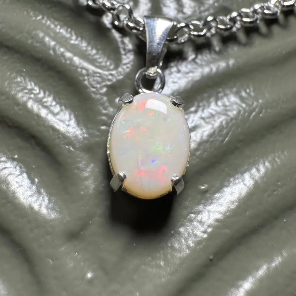 'Grevillea Glow' ~ Handcrafted 0.9ct Solid Coober Pedy Opal 925 Sterling Silver Pendant Necklace