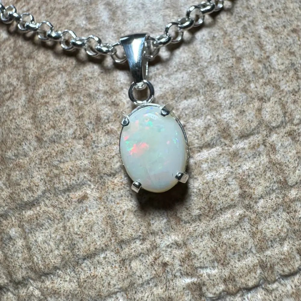 'Grevillea Glow' ~ Handcrafted 0.9ct Solid Coober Pedy Opal 925 Sterling Silver Pendant Necklace