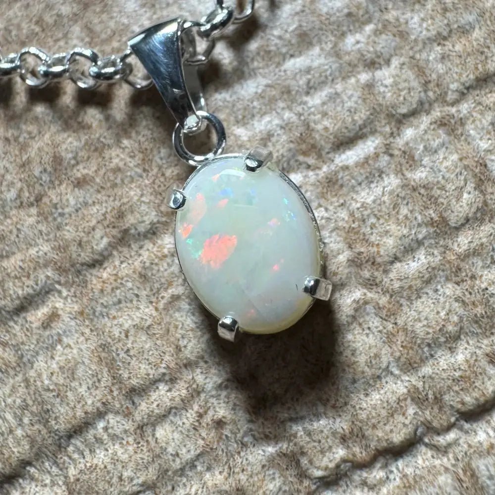 'Grevillea Glow' ~ Handcrafted 0.9ct Solid Coober Pedy Opal 925 Sterling Silver Pendant Necklace