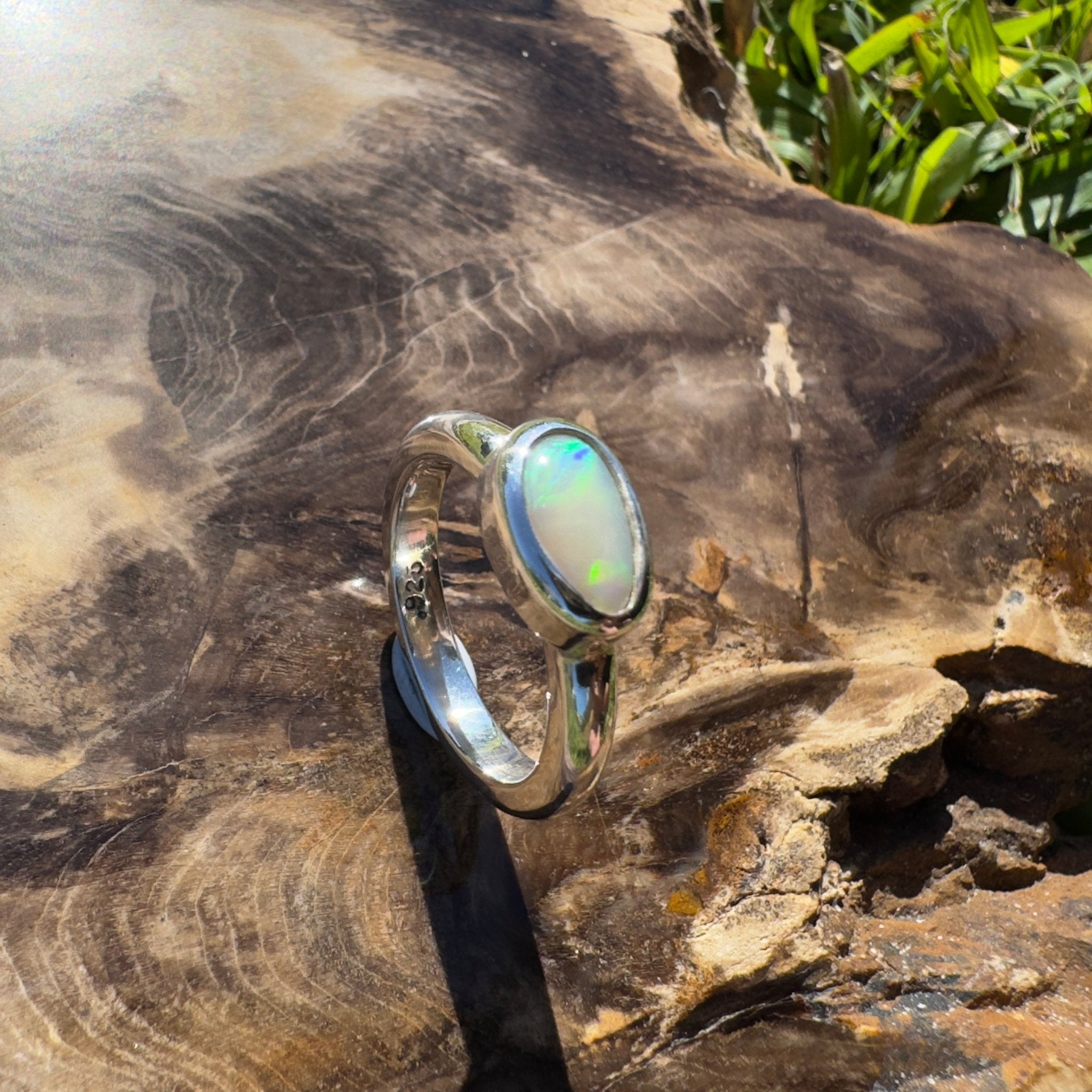 Gulf Savannah Glow ~ 0.8ct Solid Lightning Ridge Opal 925 Silver Ring