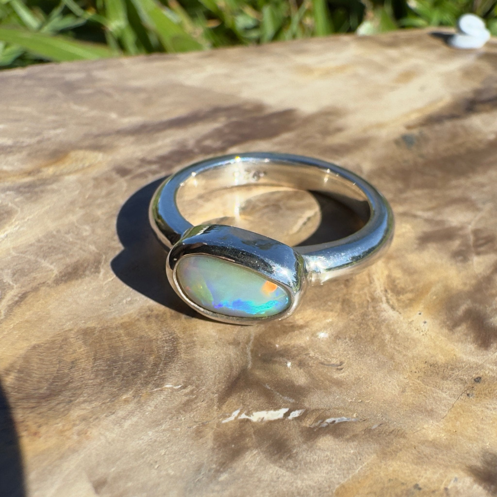 Gulf Savannah Glow ~ 0.8ct Solid Lightning Ridge Opal 925 Silver Ring