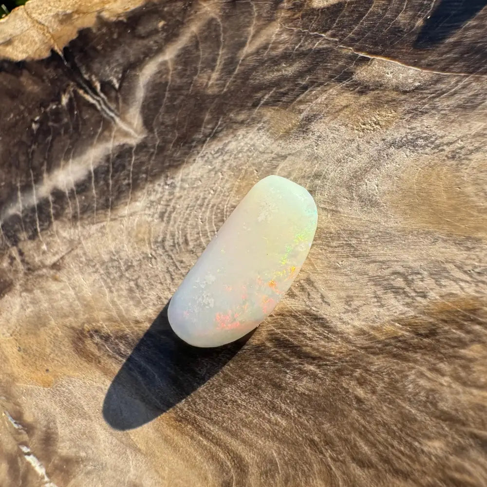 Iridescent white opal cabochon from Hand-Cut Solid Coober Pedy Opal 2.9 carat