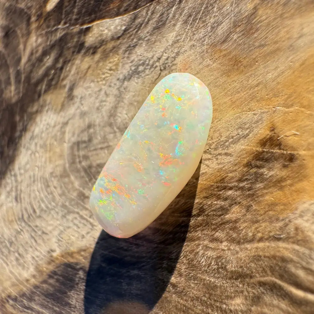 Iridescent white opal cabochon in Hand-Cut Solid Coober Pedy Opal 2.9 carat jewelry