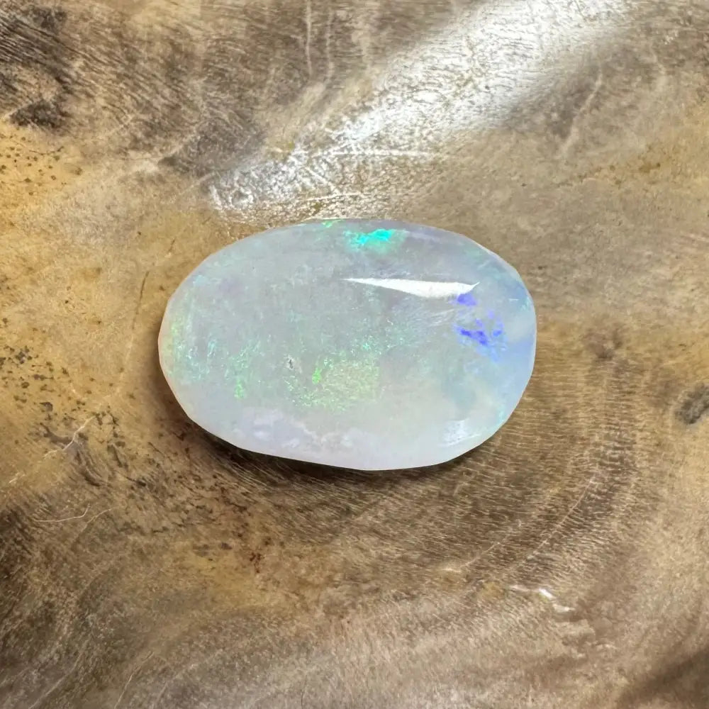 Hand-Cut Solid Lightning Ridge Opal 1.2 Carat with Translucent Body and Iridescent Flashes