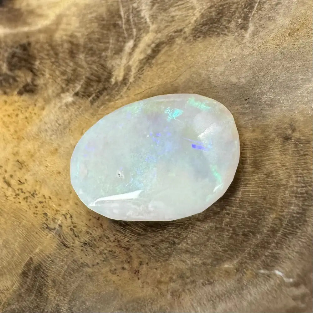 Iridescent white opal cabochon from Hand-Cut Solid Lightning Ridge Opal 1.2carat product