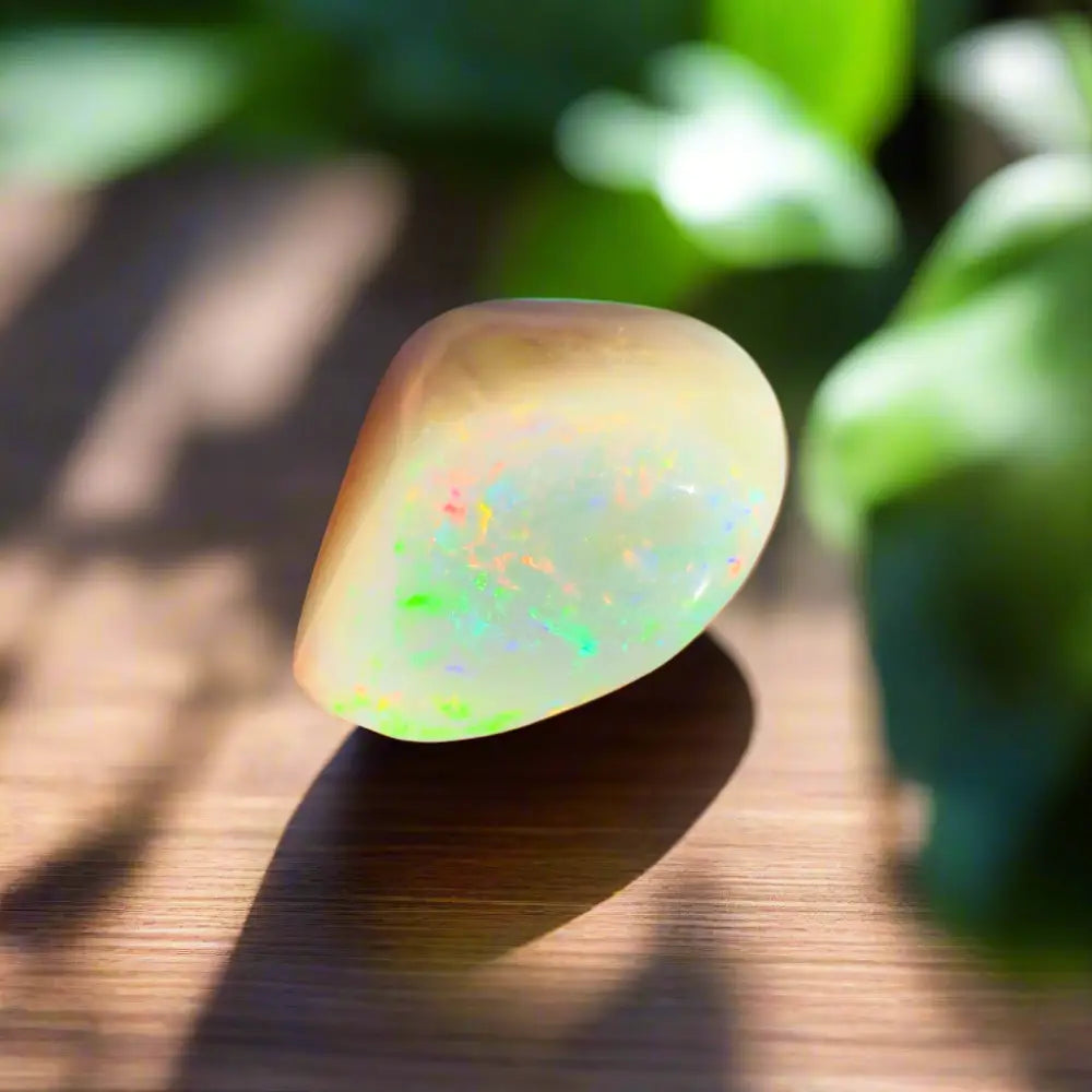 Hand-cut Lightning Ridge Opal gemstone showcasing iridescent colors and 4.1 carats weight