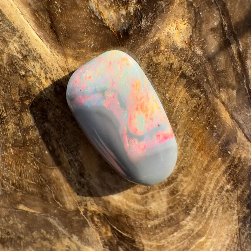 Polished Pastel Color Opal Cabochon from Lightning Ridge in the Hand-Cut Solid Semi Black Opal 2.8 Carat collection