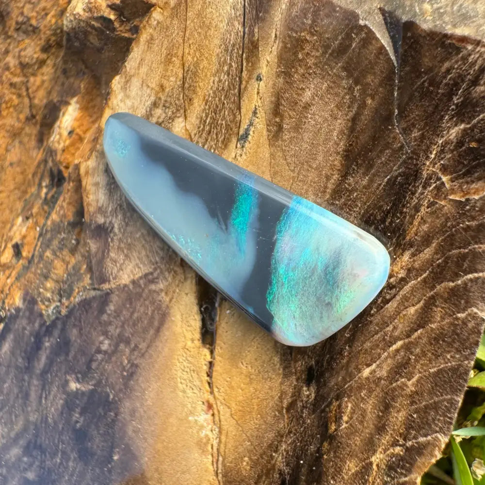 Iridescent black opal cabochon from Hand-Cut Solid Lightning Ridge Semi Black Opal 2.9carat
