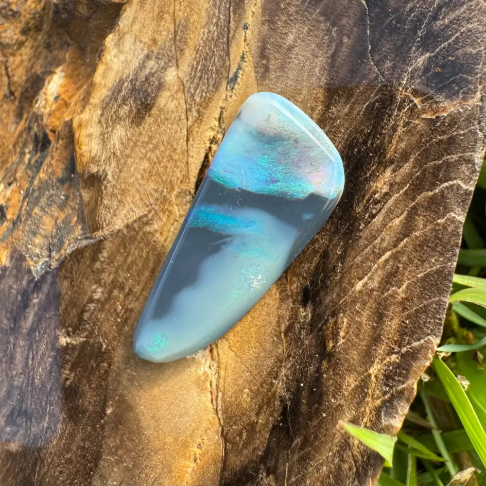 Iridescent blue and gray opal cabochon from Hand-Cut Solid Lightning Ridge Semi Black Opal 2.9carat