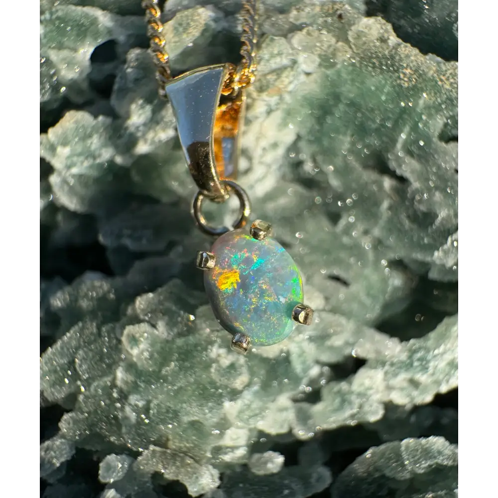 Handcrafted 9ct Solid Gold 0.7ct Lightning Ridge Black Opal Pendant