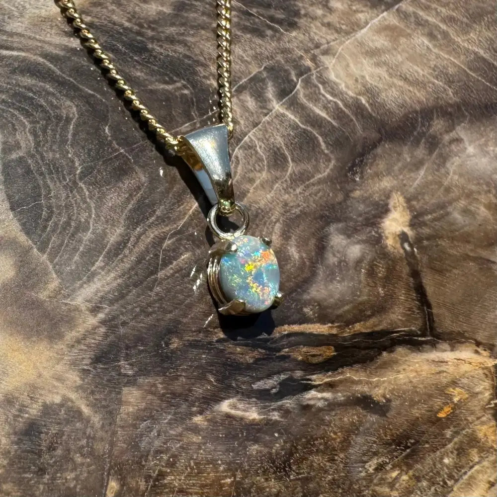 Handcrafted 9ct Solid Gold 0.7ct Lightning Ridge Black Opal Pendant