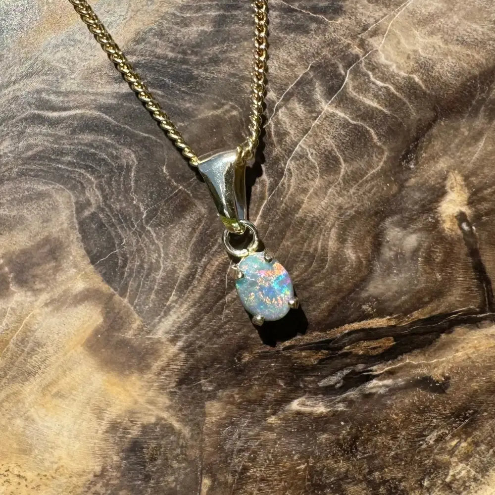 Handcrafted 9ct Solid Gold 0.7ct Lightning Ridge Black Opal Pendant