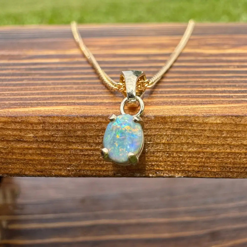 Handcrafted 9ct Solid Gold 0.7ct Lightning Ridge Black Opal Pendant