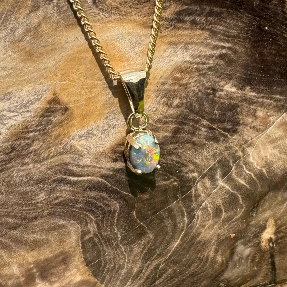 Handcrafted 9ct Solid Gold 0.7ct Lightning Ridge Black Opal Pendant