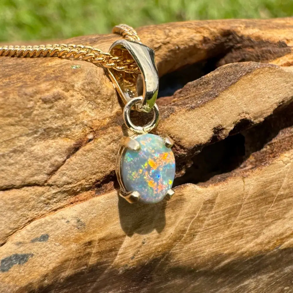 Handcrafted 9ct Solid Gold 0.7ct Lightning Ridge Black Opal Pendant