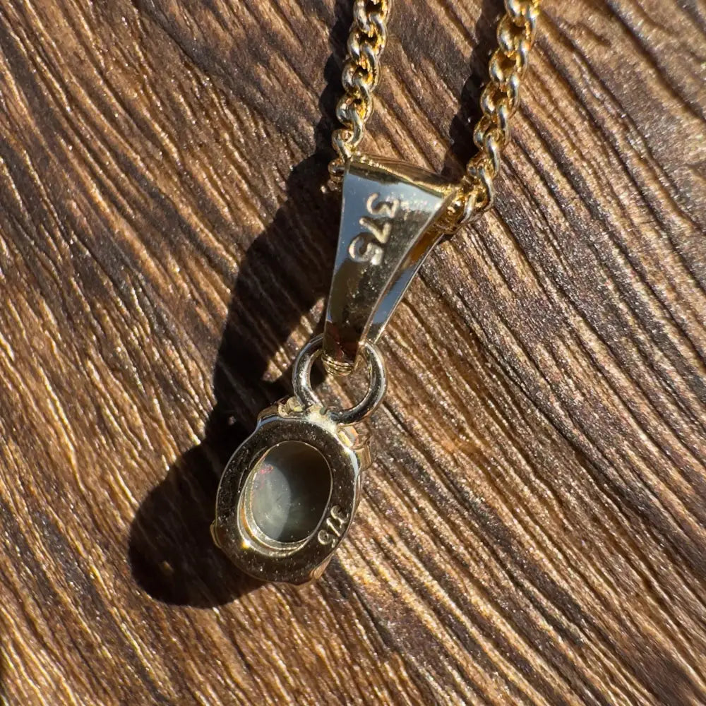 Handcrafted 9ct Solid Gold 0.7ct Lightning Ridge Black Opal Pendant