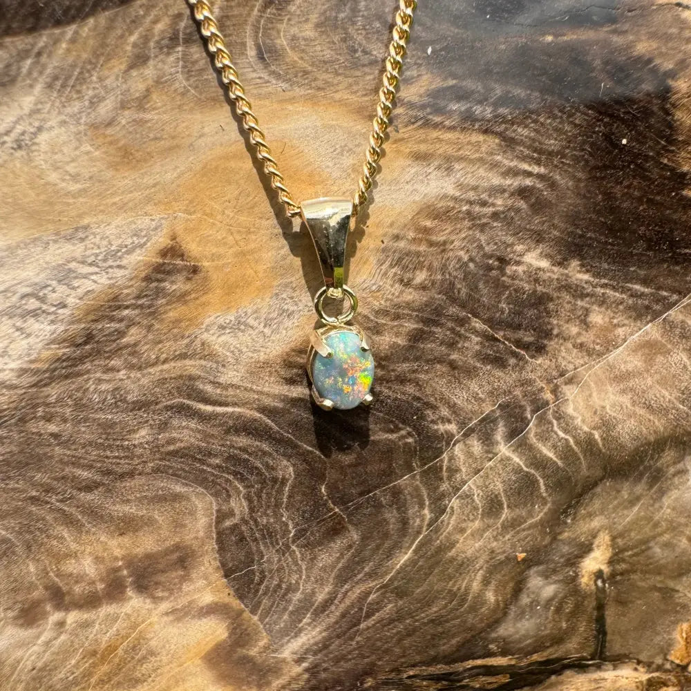 Handcrafted 9ct Solid Gold 0.7ct Lightning Ridge Black Opal Pendant
