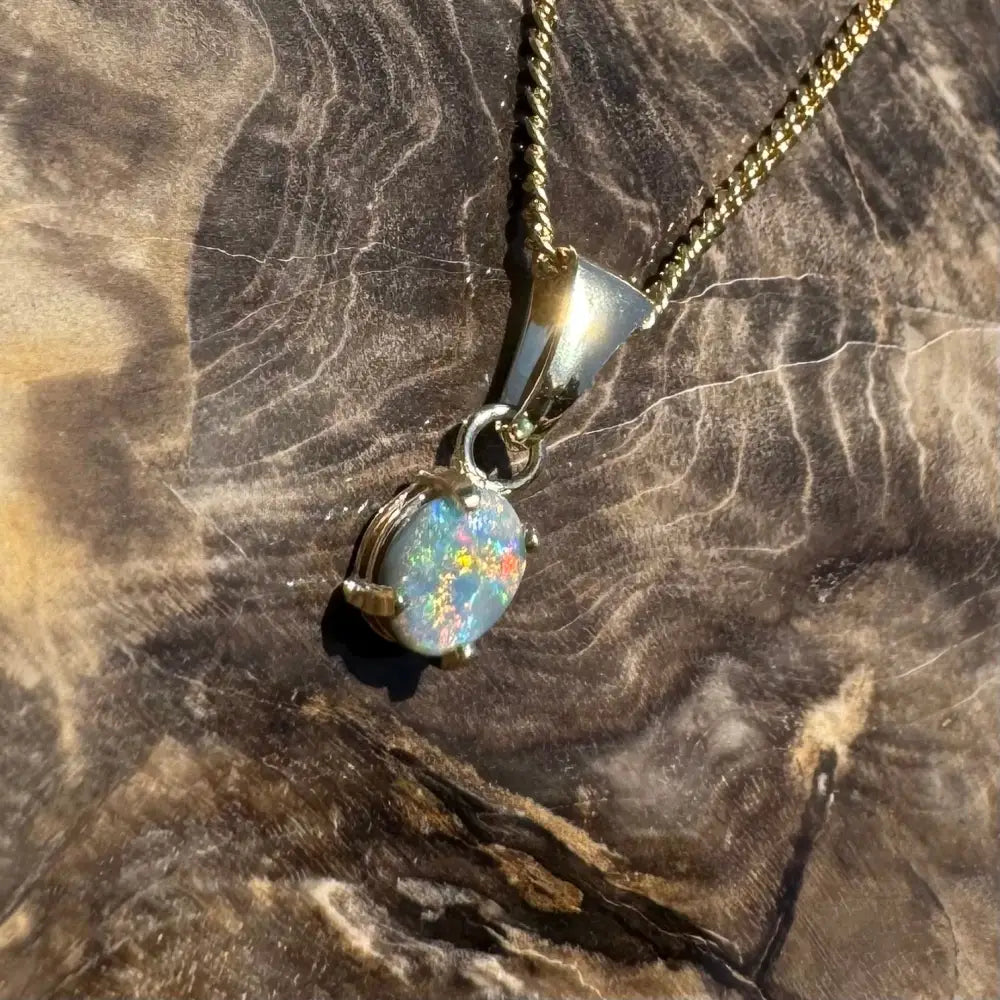 Handcrafted 9ct Solid Gold 0.7ct Lightning Ridge Black Opal Pendant