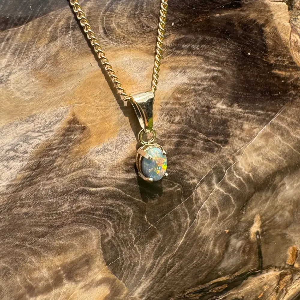 Handcrafted 9ct Solid Gold 0.7ct Lightning Ridge Black Opal Pendant
