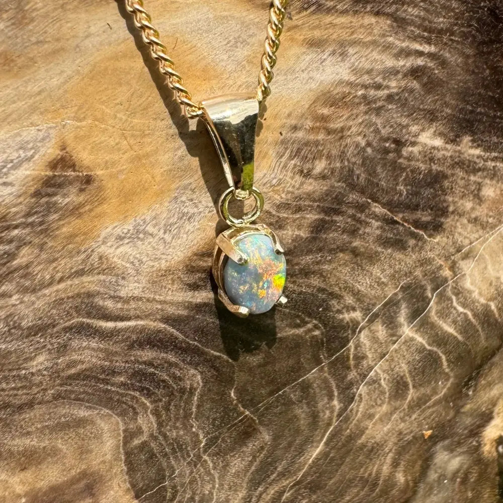 Handcrafted 9ct Solid Gold 0.7ct Lightning Ridge Black Opal Pendant