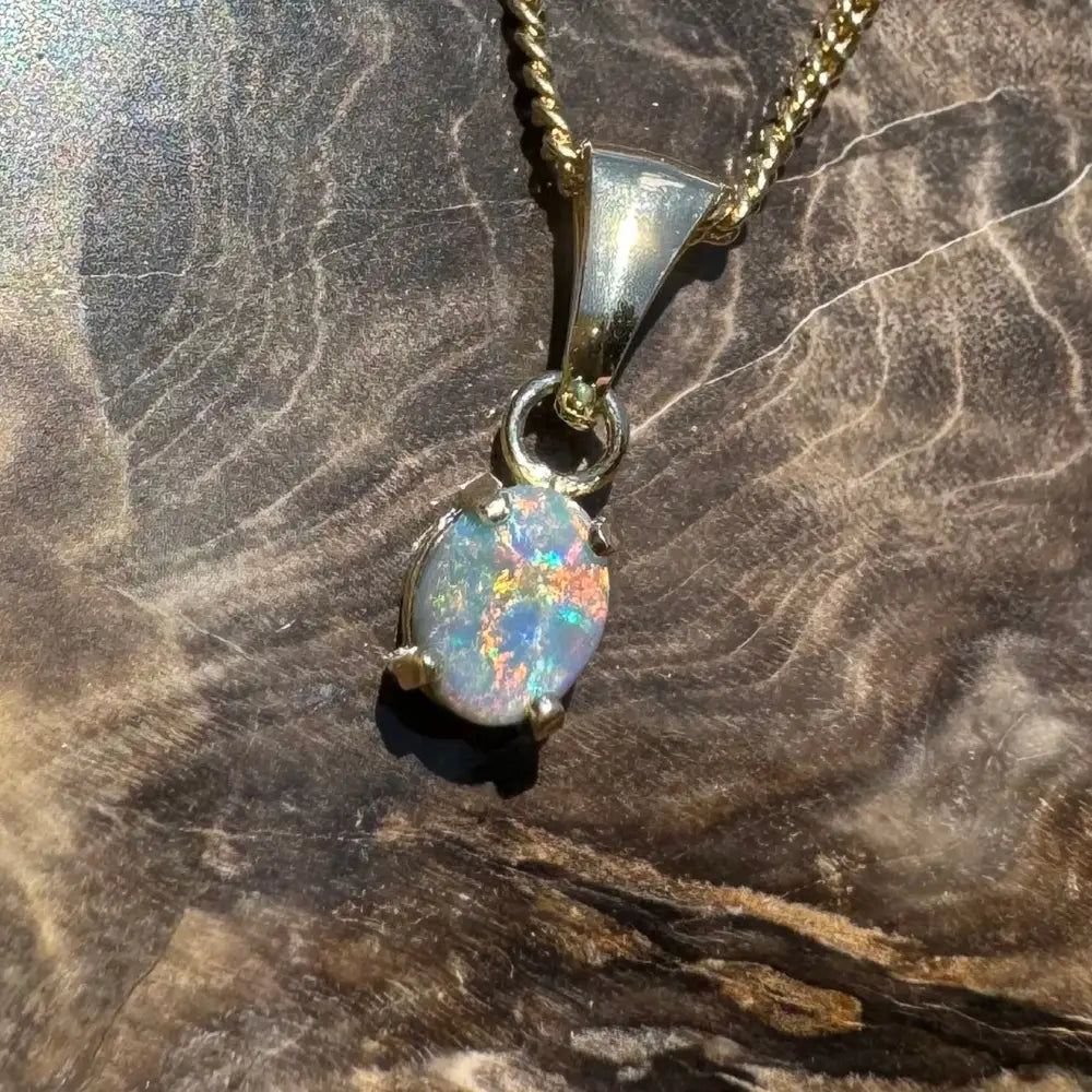 Handcrafted 9ct Solid Gold 0.7ct Lightning Ridge Black Opal Pendant