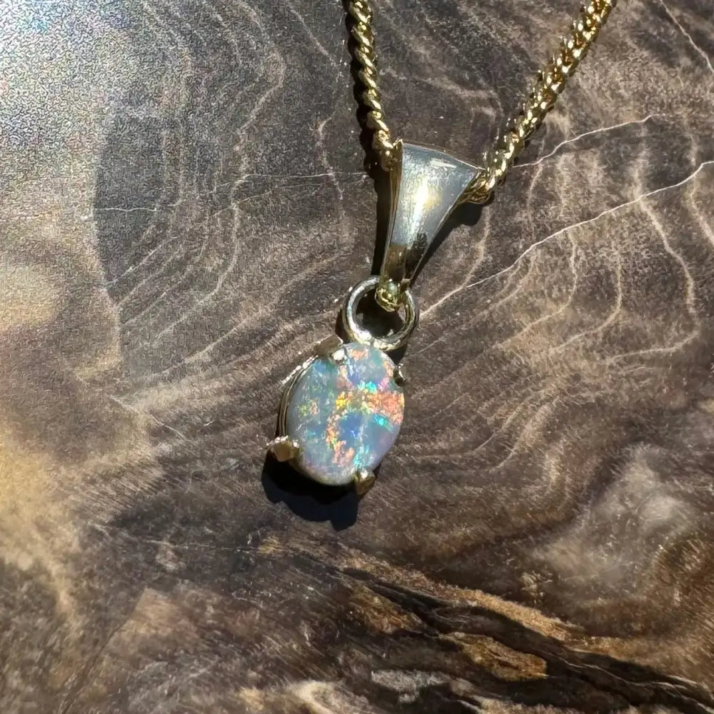 Handcrafted 9ct Solid Gold 0.7ct Lightning Ridge Black Opal Pendant