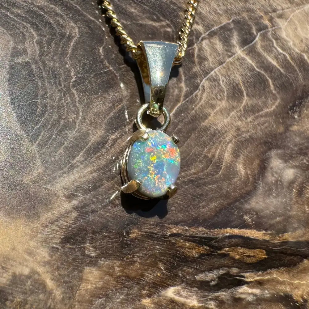 Handcrafted 9ct Solid Gold 0.7ct Lightning Ridge Black Opal Pendant