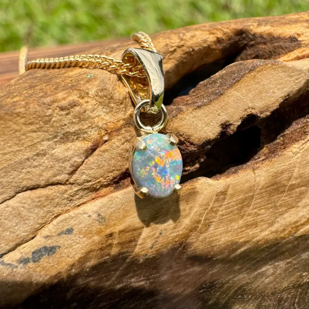 Handcrafted 9ct Solid Gold 0.7ct Lightning Ridge Black Opal Pendant