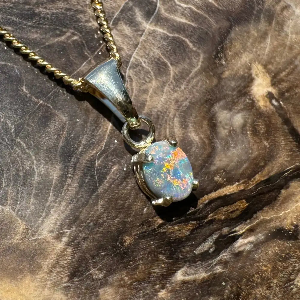 Handcrafted 9ct Solid Gold 0.7ct Lightning Ridge Black Opal Pendant