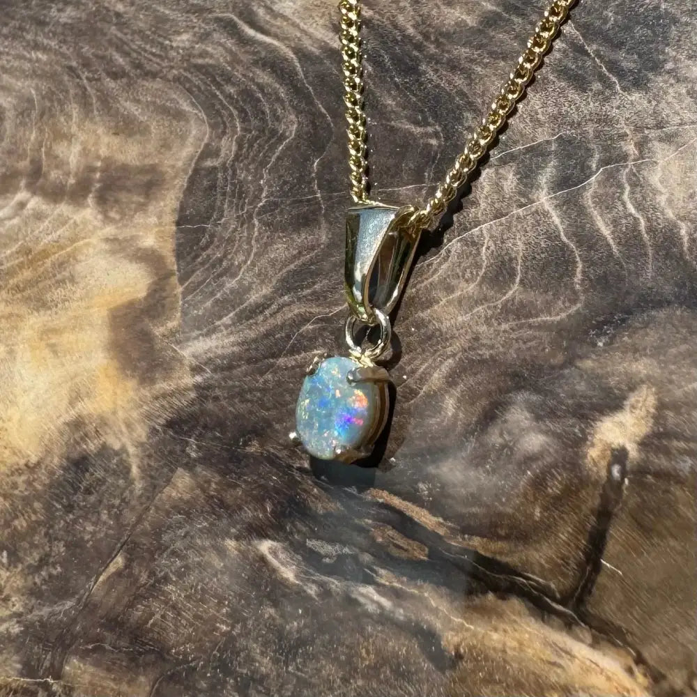 Handcrafted 9ct Solid Gold 0.7ct Lightning Ridge Black Opal Pendant