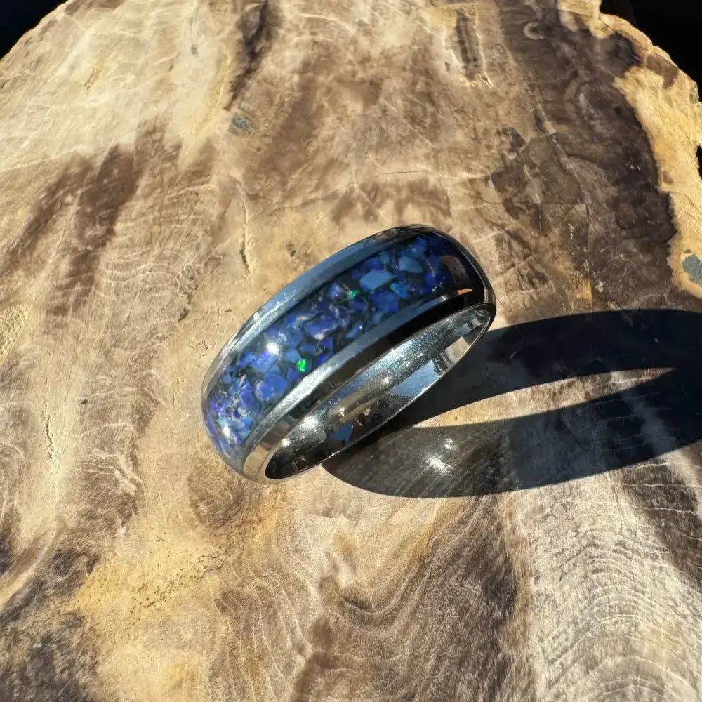 Handcrafted Australian Opal Ring Gold, Silver or Black Surgical Steel