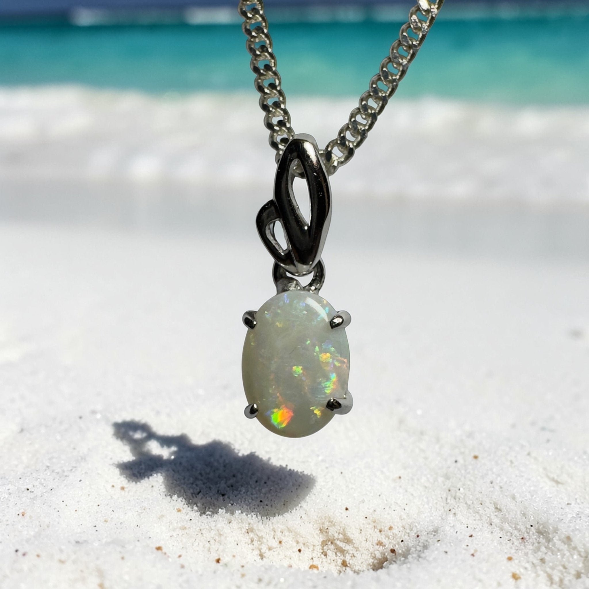 Hyams Beach Honey ~ 0.9ct Coober Pedy Opal 925 Silver Pendant
