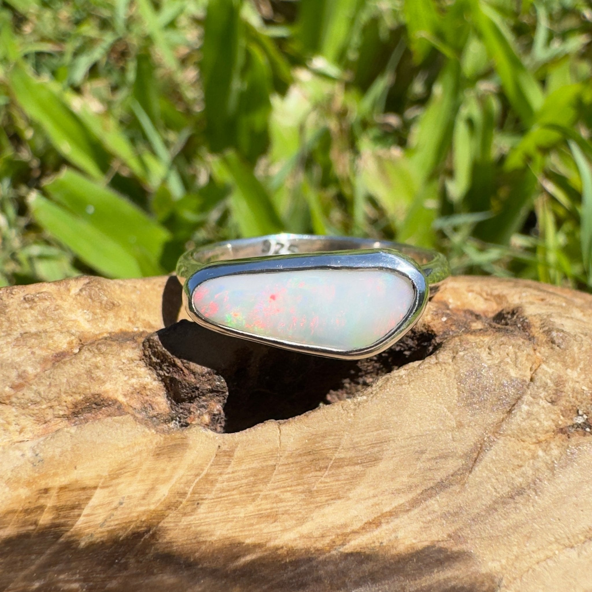 Innamincka Fire ~ 1.1ct Solid Lightning Ridge Opal 925 Silver Ring