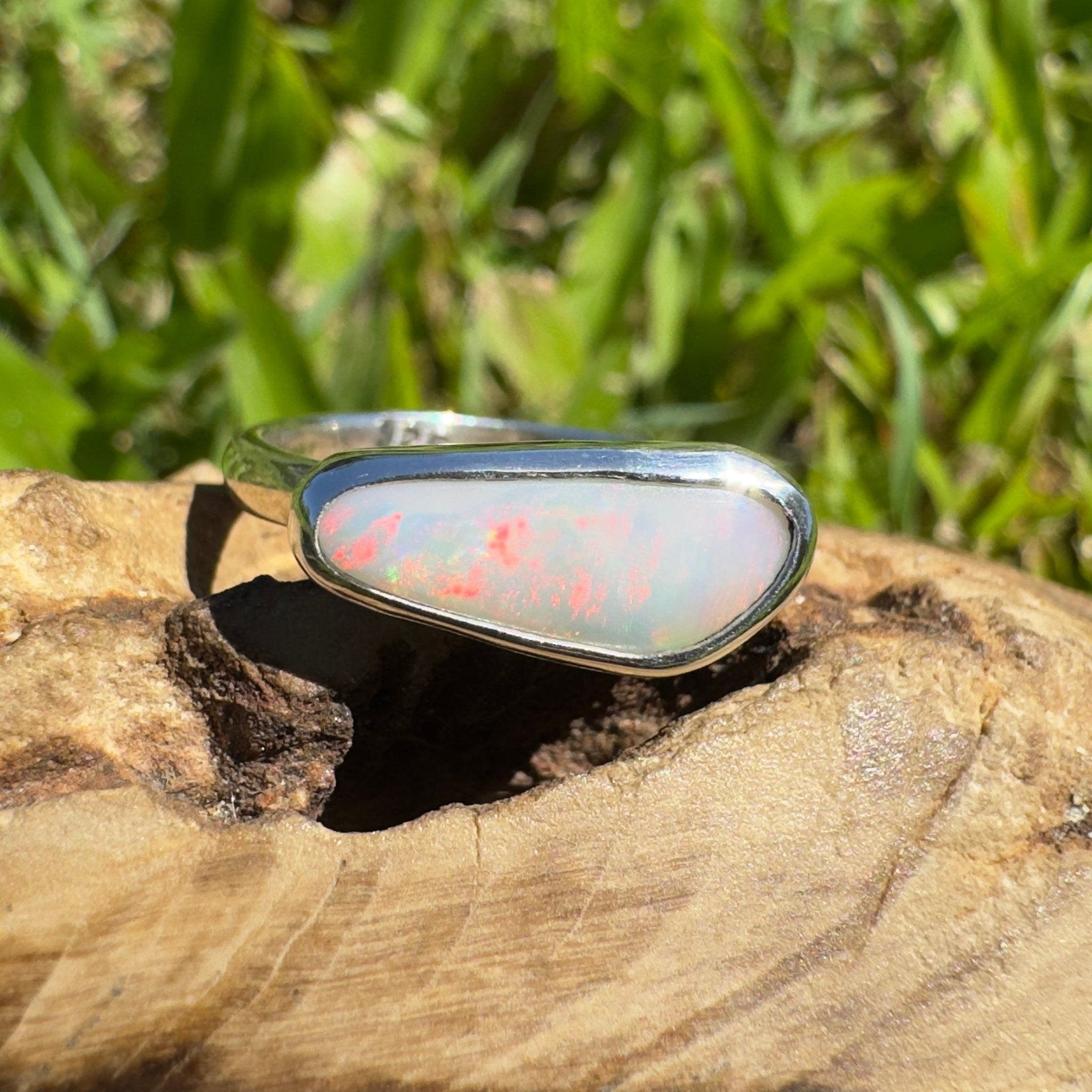 Innamincka Fire ~ 1.1ct Solid Lightning Ridge Opal 925 Silver Ring