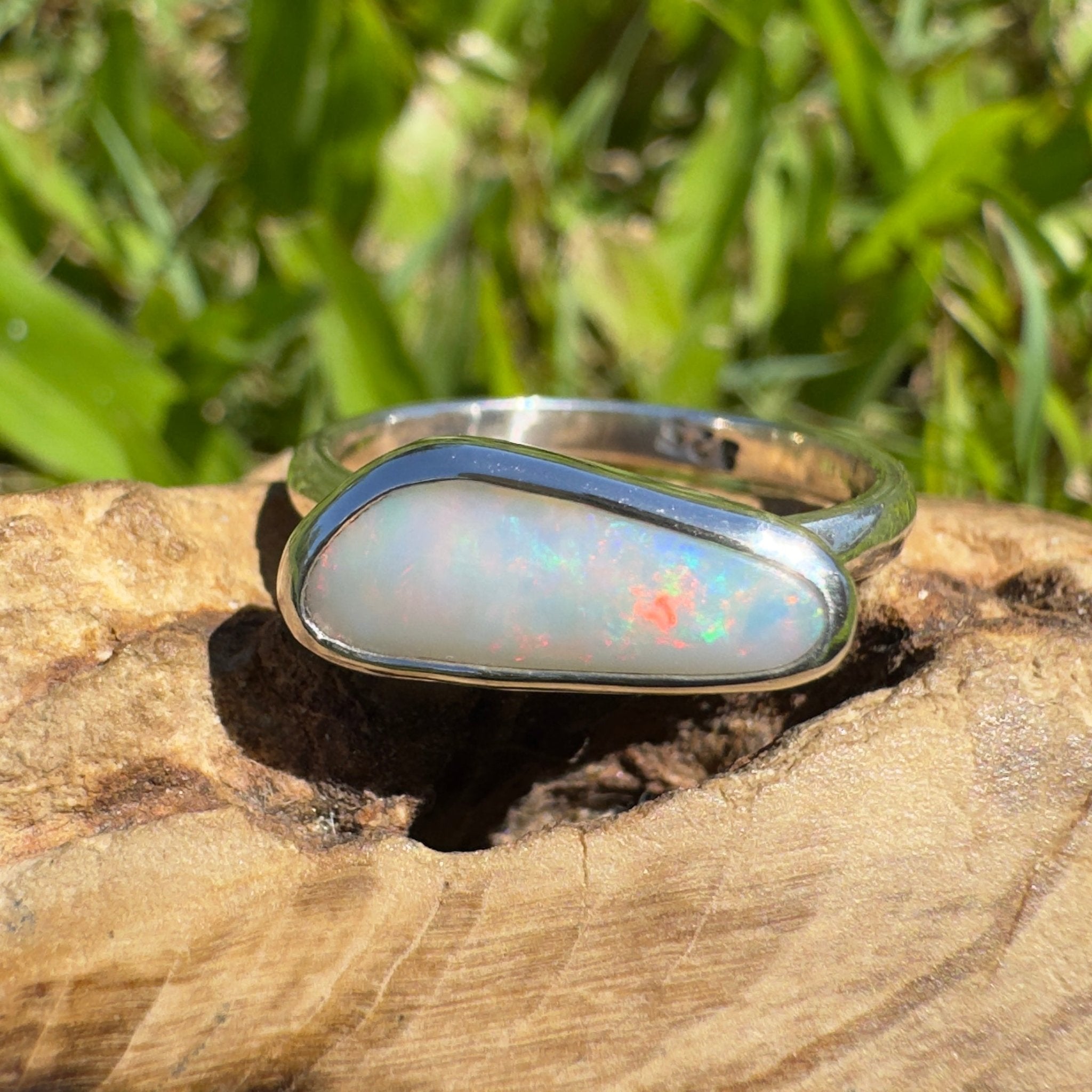 Innamincka Fire ~ 1.1ct Solid Lightning Ridge Opal 925 Silver Ring
