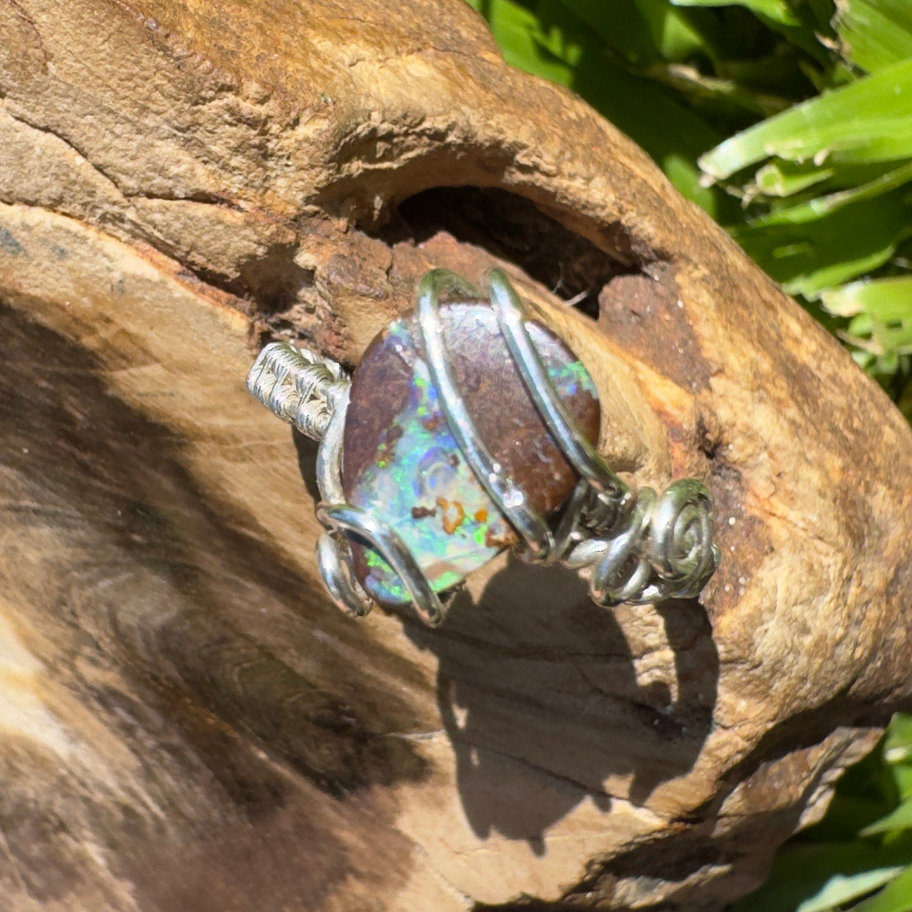 Ironstone Twist – 5.2ct Queensland Boulder Opal Ring