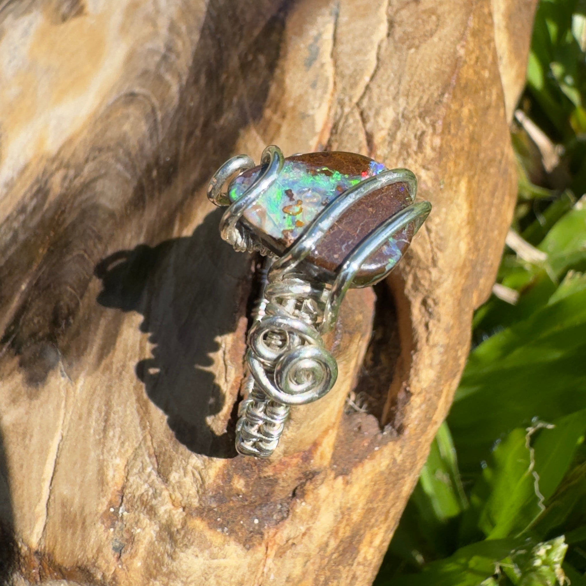 Ironstone Twist – 5.2ct Queensland Boulder Opal Ring