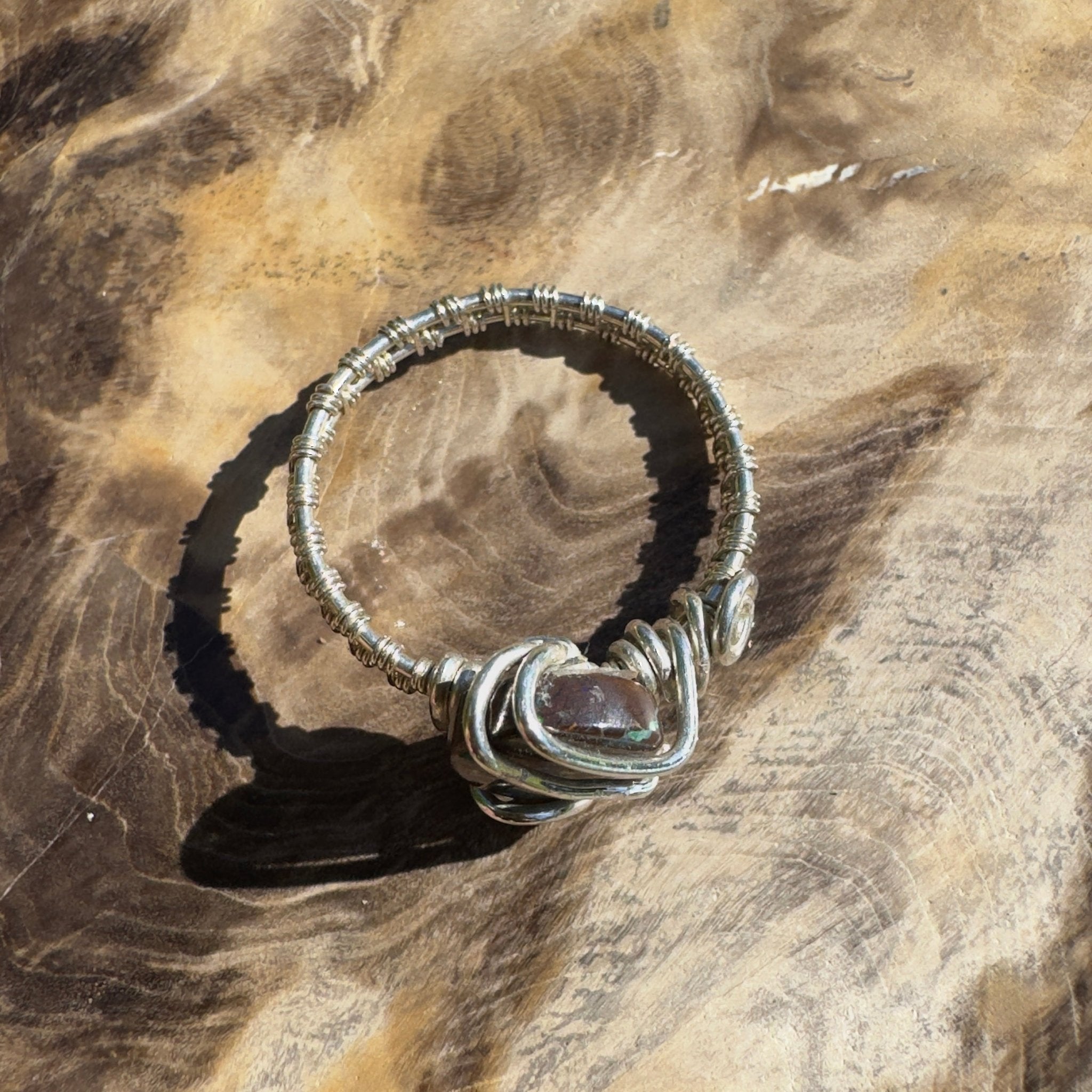 Ironstone Twist – 5.2ct Queensland Boulder Opal Ring